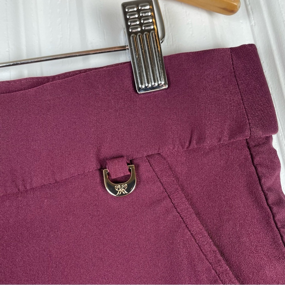 Rafaella Slim Ankle Trouser Pants Women’s 16 Burgundy Stretch Pull on Career - Picture 4 of 10